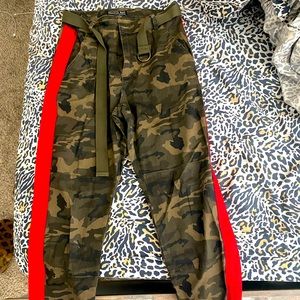 Camo and Red stripped Pants🔥